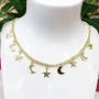 NM1042 Wholesale gold plated rainbow enamel evil eyes crescent moon and star dangle charms celestial chocker necklace