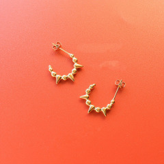 ES1102 Non Tarnish Trendy Gold Plated Stainless Steel Stainless Steel Screw Spike Huggie Hoop Earrings for Ladies