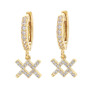 EC1750 18k Gold Plated CZ Micro Pave Astrology Constellation Horoscope Zodiac Sign Charm Huggie Hoop Earrings