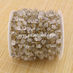 BCL1137 Hot sale clear crystal quartz chips beaded chains,wire wrapped rosary chains BCL1137 Hot sale clear crystal quartz chips beaded chains,wire wrapped rosary chains