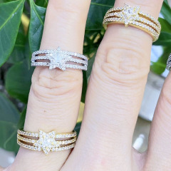 RM1299 Chic silver gold plated Micro Pave CZ Star Triple Statement Open Rings,