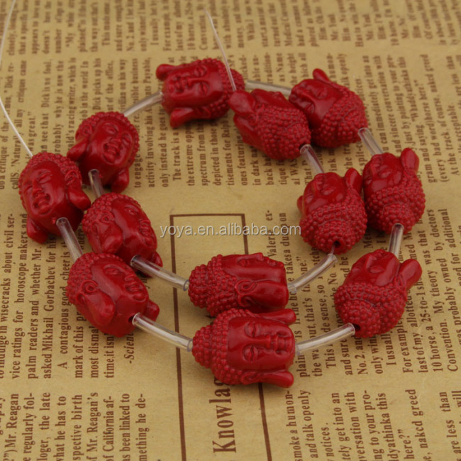 SB6261 Wholesale Pink Red Cream Blue Carved Resin Buddha Head Beads