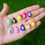 JS1598 New Autumn Jewelry Supplies Rainbow Multi Colored Enamel 18k Gold Evil Eye Teardrop Drop Charm Pendants