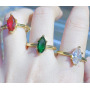 RM1321 Fashion CZ paved 18k Gold Plated Marquise Square Diamond Cubic Zirconia CZ Micro Pave Solitaire Rings  for Ladies