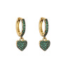EC1712 Chic Dainty Gold Plated Mini CZ Micro Pave Heart Dangle Charm Huggie Earrings