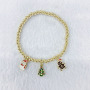 BM1075 christmas small gift 4mm Tiny gold ball beaded Christmas Tree Santa Claus Charms bracelets