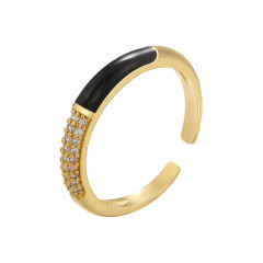 RM1389 Simple 18k Gold Plated CZ ring Classic Diamond Enamel Multi Colored Brass ring For Ladies
