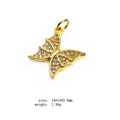 CZ8308 Mini Minimal Gold Plated CZ Paved Star Butterfly Floral Flower Kids charms for necklace jewelry accessories making