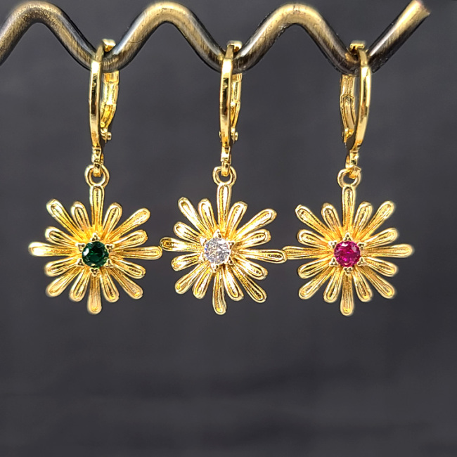EC1810 Fashion Dainty 18K Gold Multicolor Women Zircon CZ Snowflake Huggies Holiday Earring For Ladies