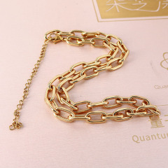 NM1062 Dainty Chic Gold Plated  Snake / Curb Cuban Chain Paperclip U Figaro Link Chain Necklace for ladies Women
