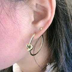 EC1709 2021 Chic CZ Micro Pave Love Heart Hoops Earring,Cubic Zirconia Crystal Heart Hoops for Valentine's Day Gift