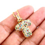 NZ1102 Gold Plated Iced Out Rainbow Diamond CZ Micro Pave Bubble Alphabet Letter Initial Pendant Chain Necklace