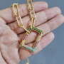 NZ1124 RainbowJewelry Cubic Zirconia CZ Micro Pave Carabiner Interlocking Clasp Buckle Lock Pendant Necklace