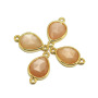 JF8712 Dainty Gold Plated Faceted Natural moonstone Semiprecious Stone Gemstone Teardrop Bezel Two Ring Connector