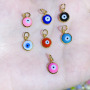 JS1599 New Autumn Jewelry Supplies Rainbow Multi Colored Enamel 18k Gold Evil Eyes Round Disc Charm Pendants