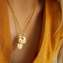 18k Gold Plated Stainless Steel Female Plain Jewelry Women Abstract Figure Face Human Body Pendant Necklace
