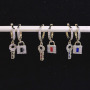 EC1667 2020 Womans Fashion Dainty CZ Lock Butterfly Charm Earrings,  CZ Micro Butterfly Hoop Huggie Earring