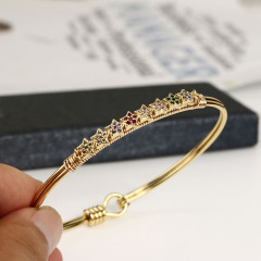 BA1022 Popular Womens Fashion Bling Gold plated Diamond CZ Micro Pave Star Copper Bangles Jewelry