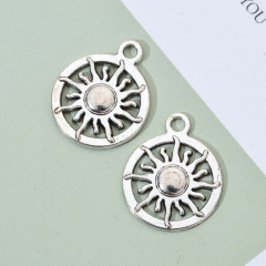 JS1325 Brand new round antique silver sun charms for jewelry making