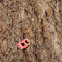 NM1222 Gold Enamel Soda Cap Pop Tab Charm, Pull Tab Gold Can Tab Pendant Chain Necklace