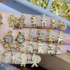 CZ8503  Mini Little 18k Gold Zircon CZ Micro Pave  Boy and Girls Kids Children Charms for Bracelet Earring Jewelry Making