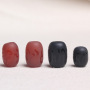 AB0827 Matte  Mantra Carved Black Agate Barrel Beads,Matte Red Tibetan om mantra etched black agate barrel beads