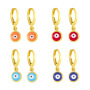 EM1275 Fashion Dainty Gold Multicolor Women Enamel Rainbow Evil Eye Huggie Hoop Earring For Ladies
