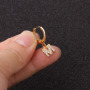 EC1619 Mini Gold Plated Cubic Zirconia CZ Micro Pave Initial Letter Huggie Earring, Diamond Letter Alphabet Huggies