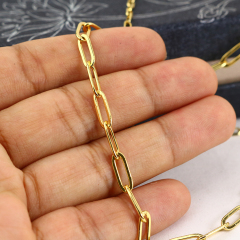 BCL1229 Hot Sale Silver 18K Gold Plated Rectangle Oval Linear Link Paper Clip Chains for Jewelry Necklace Making