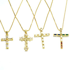 NZ1177 Chic Diamond the Christian Religious Jewelry Cubic Zirconia CZ Micro Pave Cross Pendant Chain Necklace