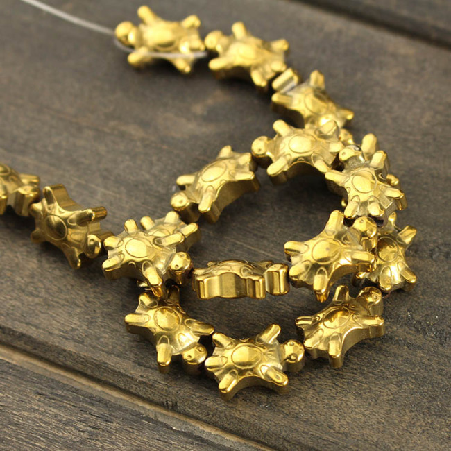 HB3116 Brand New Gold Hematite Tortoise Beads,Loose Turtle Spacer Gemstone Beads For Jewelry