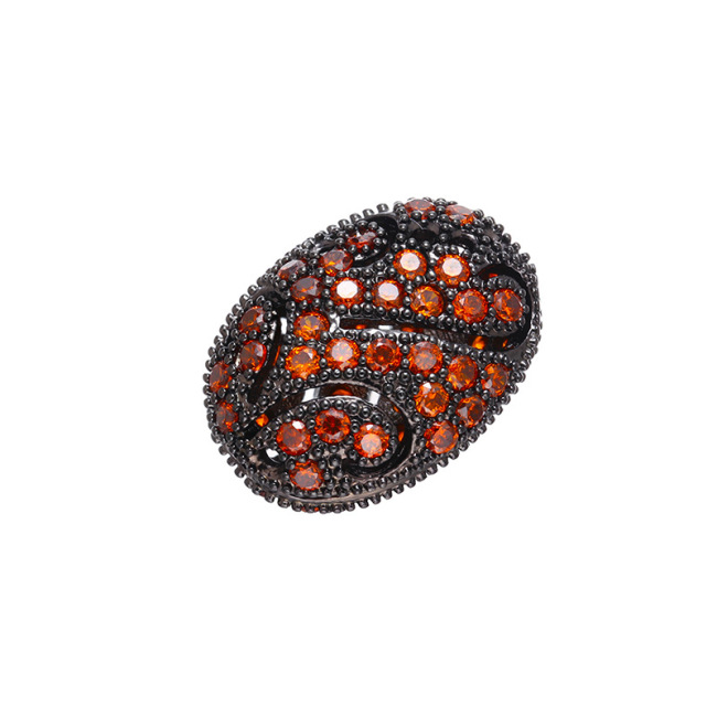 CZ8064 New Gunmetal Plated Cubic Zirconia Beads, Micro Pave Flat Oval Spacer Beads For Bracelet Beads