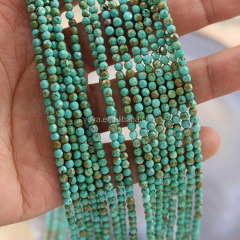 TB0404 3mm thiny faceted turquoise beads,3mm natural stone faceted beads