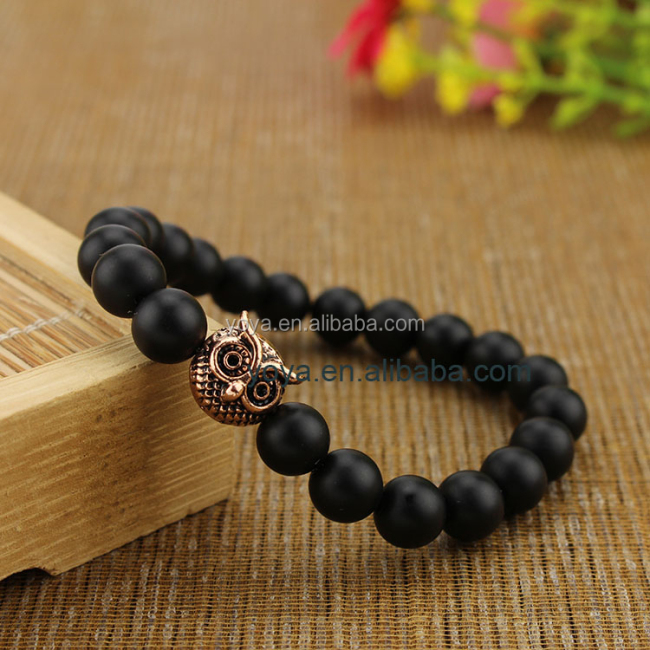 BRO0807 fashion glass bead animal owl head bracelet