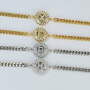 NZ1147 Letter Jewelry Sets 18k Gold Plated Brass Cuba Link Chain Initial Bling Necklace Bracelet for Women