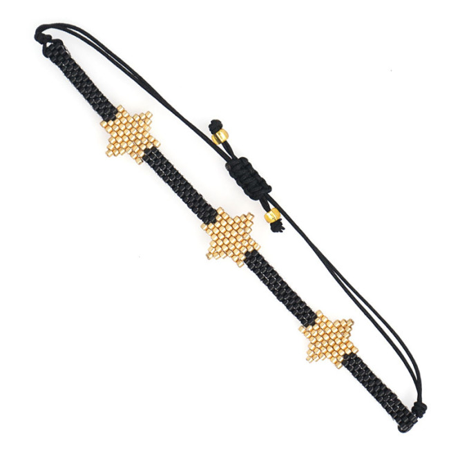 BG1090 Chic Loom Miyuki Seed Beads Bracelet Gold Star Adjustable Amulet Charm Bracelet
