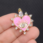 CZ8394 popular Gold Plated white Diamond CZ Evil Eye on Enamel Colored Heart Charm Pendants