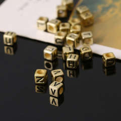 GP0958 plastic acrylic letter initial 6mm 500g A to Z 26 alphabet square box cube beads for jewelry DIY