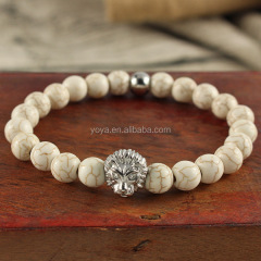BRS1501 elastic stainless steel lion head bracelet, gemstone men's bracelet