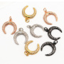 CZ7665 Popular Diamond Micro Pave Crescent Moon Charm, Micro Paved Horn Pendants