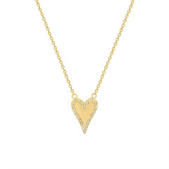 NS1220 Dainty 18K IP Gold Plated Stainless Steel CZ Pave Heart Necklace For Women Non Tarnish Pendant Necklace
