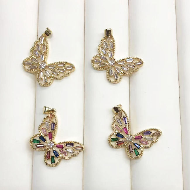 CZ8074 Hotsale 18k Gold Plated CZ Zircon Micro Pave Butterfly Charm Pendant for Necklace Jewelry Making