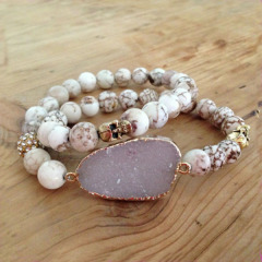 BRH1240 Skull Beaded Druzy Bracelet, howlite Stretch Bracelet BRH1240 Skull Beaded Druzy Bracelet, howlite Stretch Bracelet