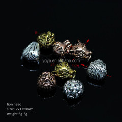 JFA1011 Fashion style old silver gold rose gold metal lion head beads jewelry findings for jewelry making