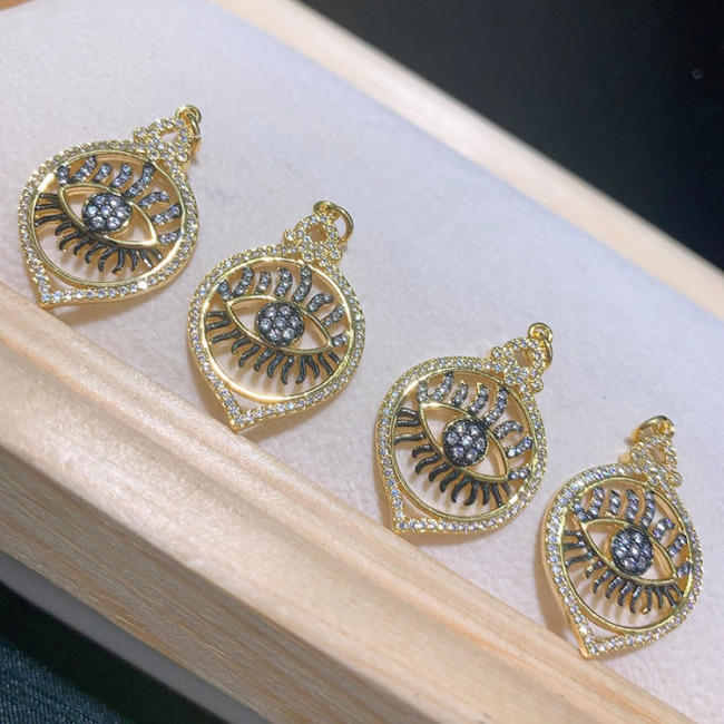 CZ8282 CZ Micro Pave Assorted Evil Eyes Disc Pendant,Diamond Inlay Disc Charm Pendant, Cubic Zirconia Hamsa Hand Pave Pendants