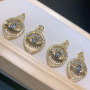 CZ8282 CZ Micro Pave Assorted Evil Eyes Disc Pendant,Diamond Inlay Disc Charm Pendant, Cubic Zirconia Hamsa Hand Pave Pendants