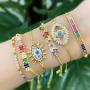 BC1244 Chic Diamond CZ Micro Pave Bar Eye Charm with Adjustable Chain Bracelet