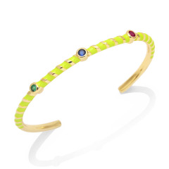 BC2051 Fashion Dainty  jewelry Boho Simple 18K Gold Plated Enamel Multi Colored CZ Pave Cuff Bangle for Women Ladies