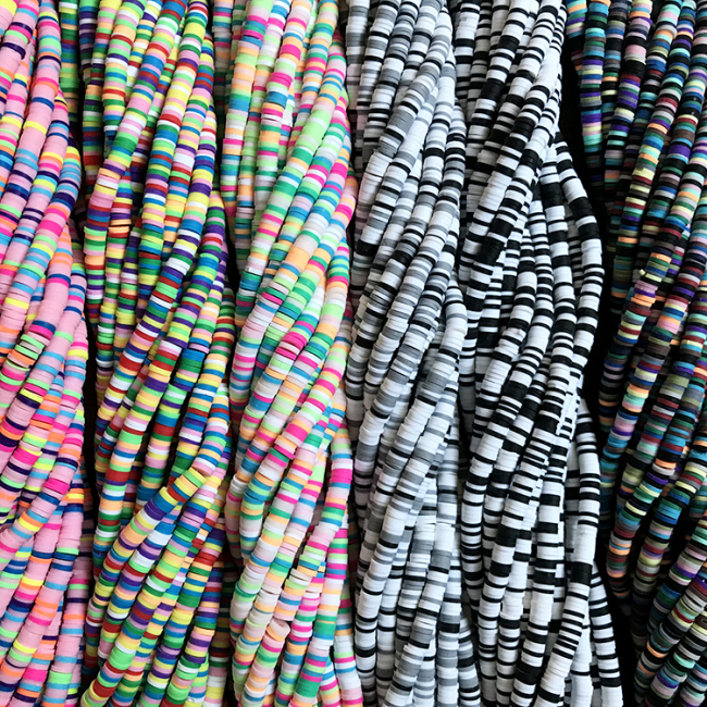 CC1855 Wholesale Multicolor Soft African Polymer Clay Vinyl Heishi Beads,Mixed Colour Polymer Clay Disc Spacer Beads