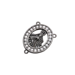 CZ8072 Hotsale Dainty Gold Plated CZ Zircon Micro Blessed Mother Mary Saint Pendant Connectors with 3 Bail Loops